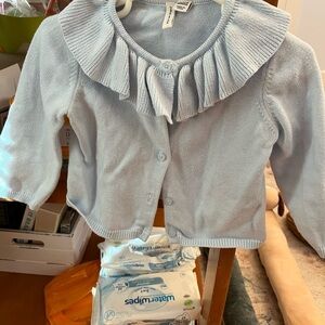 Janie and Jack Sky Blue Ruffle Sweater
